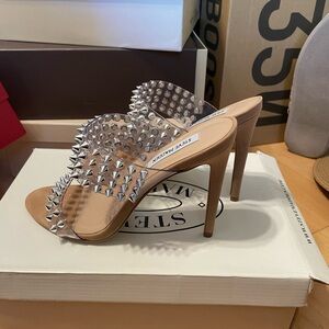 Steve Madden Silver Tan Studded Heels